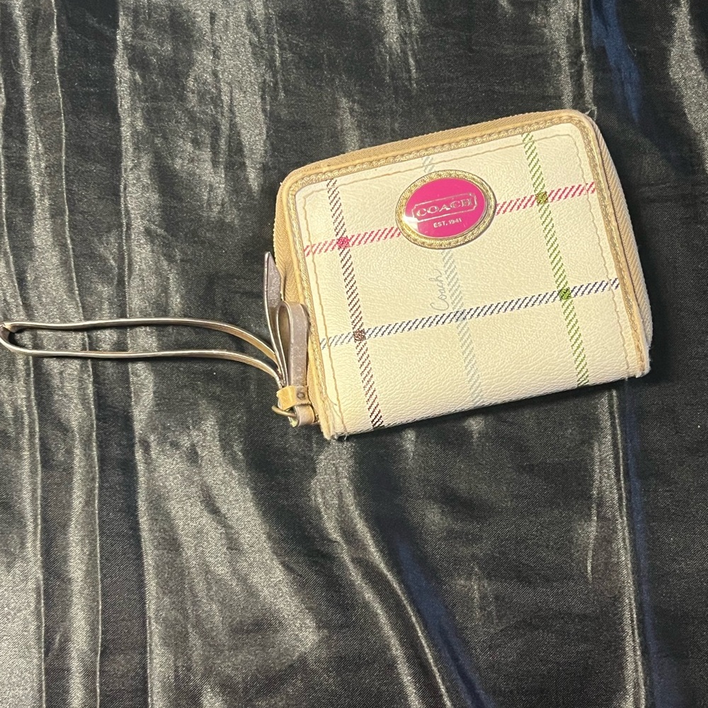 Coach Cream and Tan Wallet with Classic Design